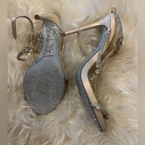 Rene Caovilla Crystal Bow-Embellished T-Strap Sandal